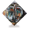Geometric Apple Art Glass 23"L x 24"H